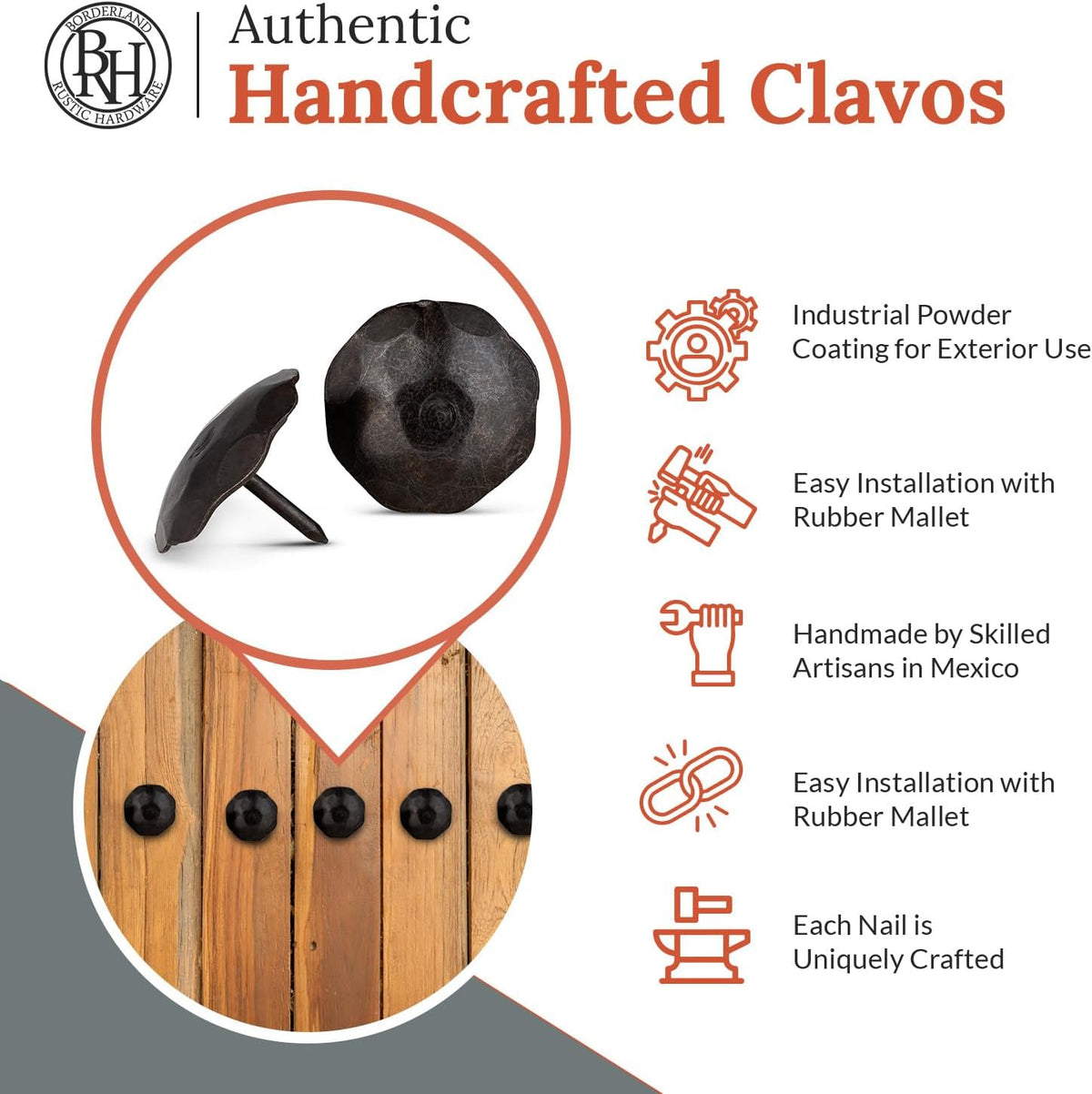 50 Pack 1.5" Round Head Iron Clavos Decorative Nails – Sealed Unfinished – Handmade Rustic Round