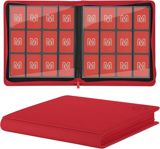 Premium Card Binder 12 Pocket for 720 Pockets Trading Card Binder, PU Zipper Card Collection Album