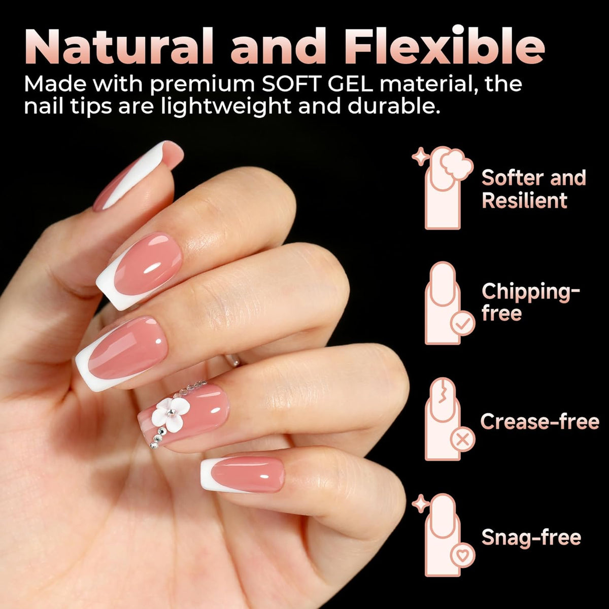UNA GELLA Short Square Gel Nail Tips: 312pcs Square Fake Nails Pre-File Soft Gel Nails Tips for