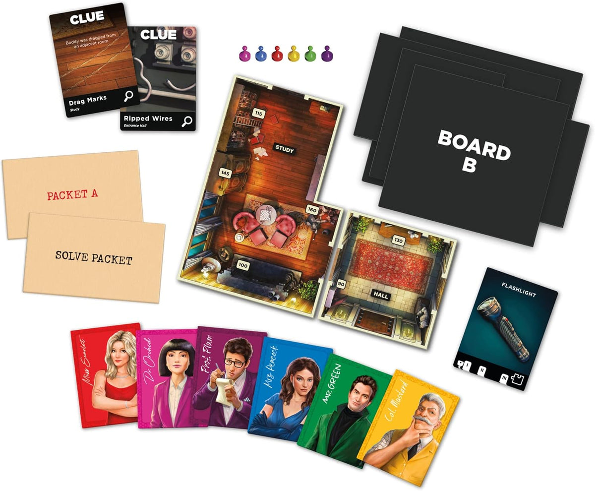 Clue Board Game Treachery at Tudor Mansion, Escape Room Game, Cooperative Family Murder Mystery