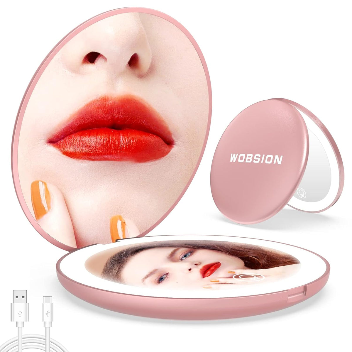 wobsion 10X Magnifying Tabletop Mirror, Touch Dimmable, 3 Color Temperature Adjustment, Auto Light