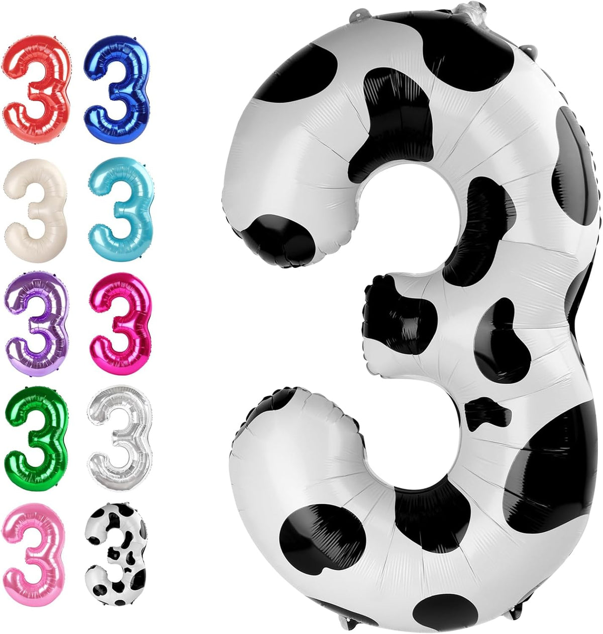 40 Inch Cow Print 3 Large Number Balloon, 3 13 23 30 33 36 38 Cow Print Birthday Party Decorations