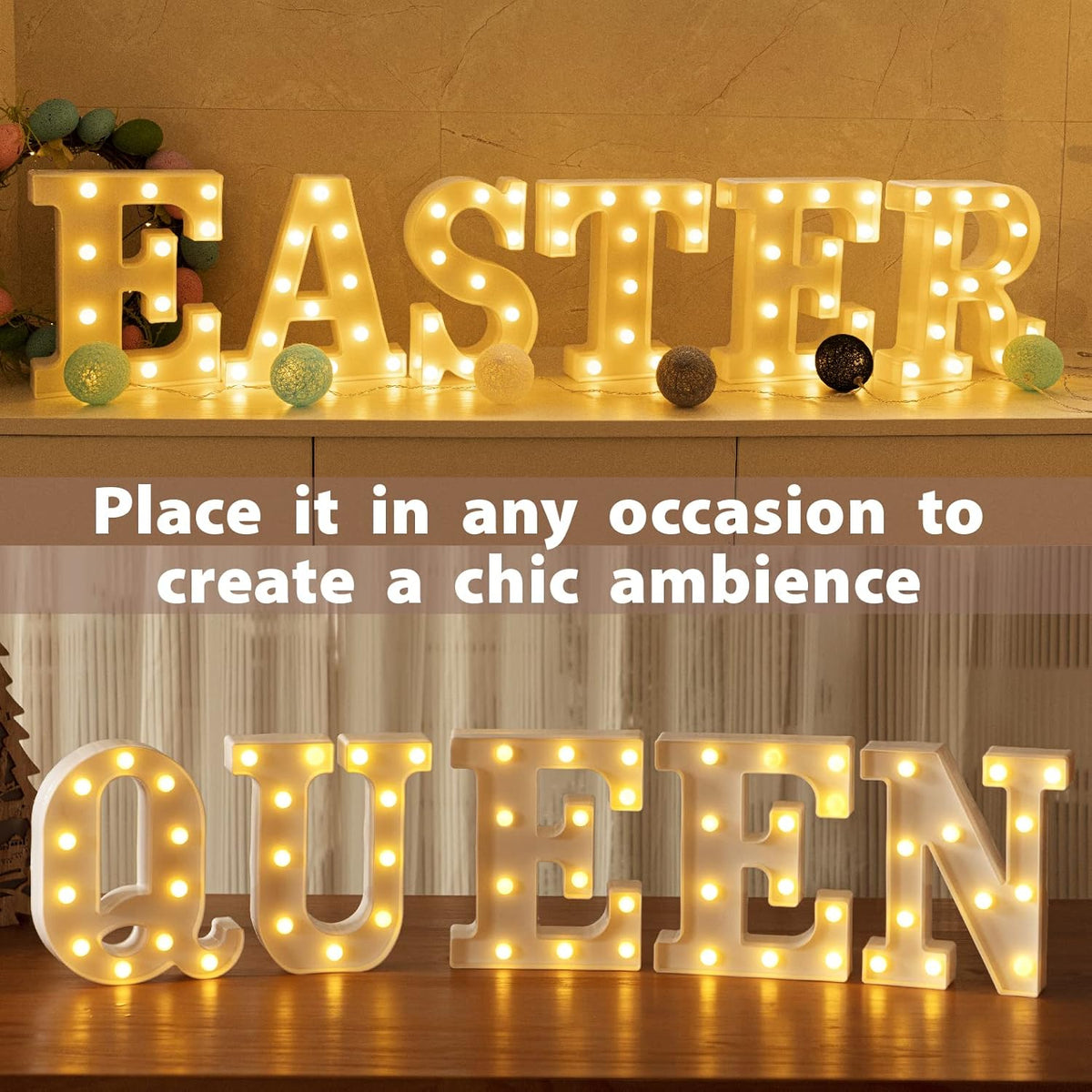 LED Marquee Letters Lights Sign-E, HXWEIYE Led Letters Lights 26 Alphabet, Light Up Number 0-9