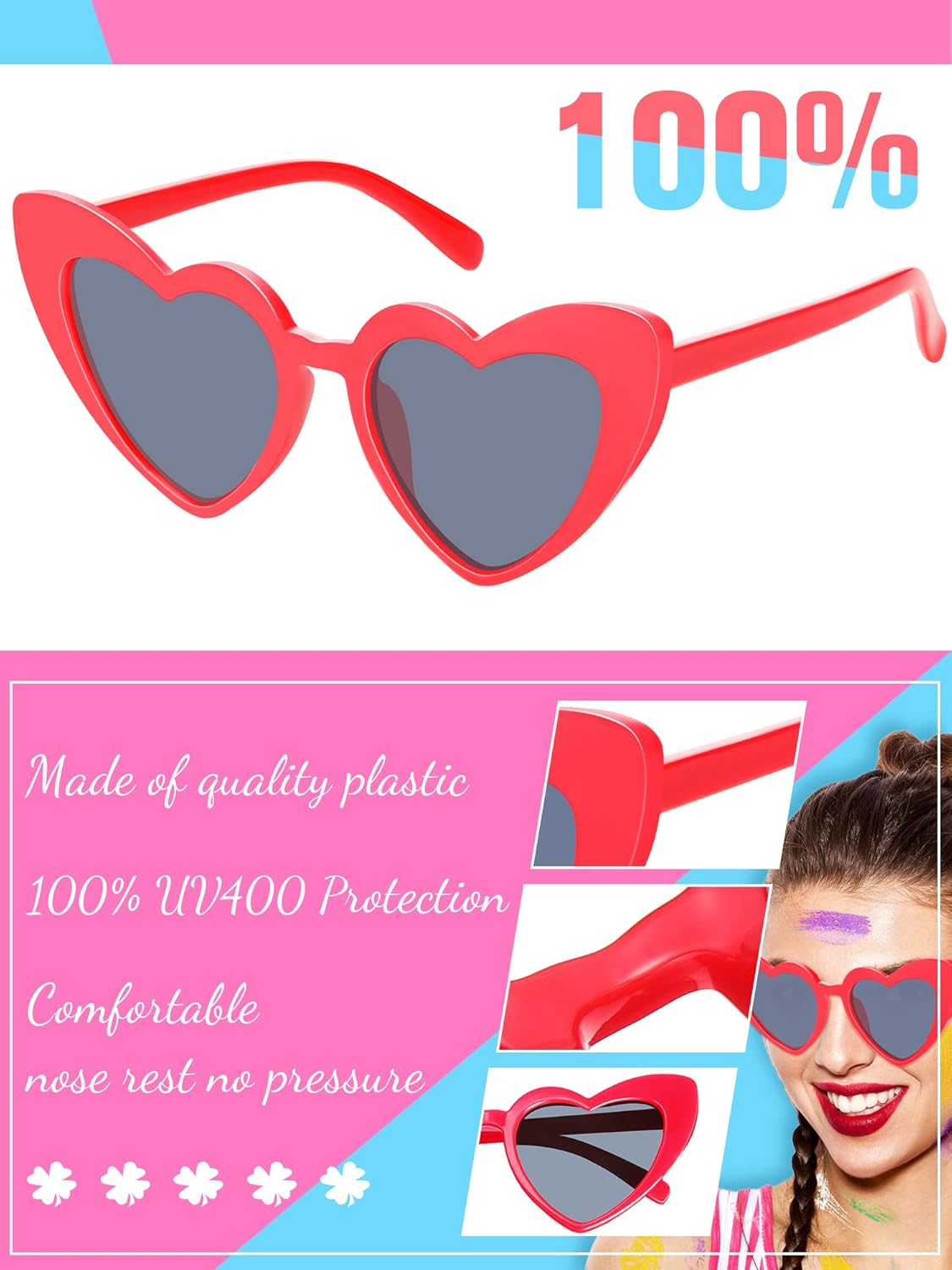 Flutesan 12 Pack Bachelorette Sunglasses Bride Bridesmaid Heart Shaped Sunglasses Women Eyeglasses