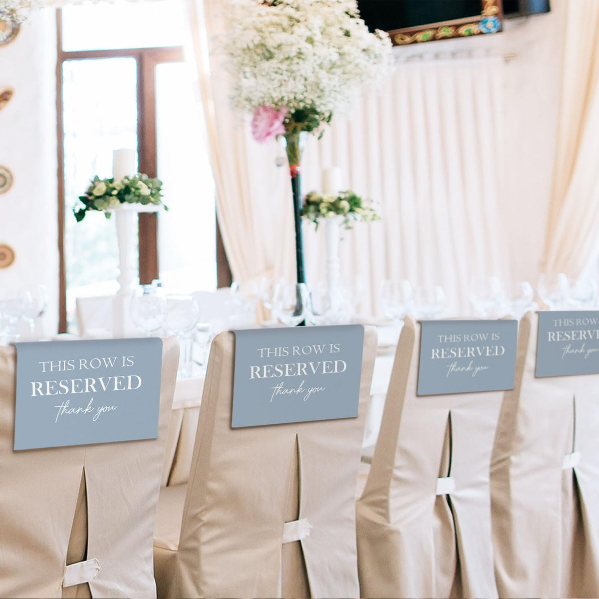 Reserved Seating Chair Signs, This Row Is Reserved Pew Cloths Seating Placeholder for Church Pews