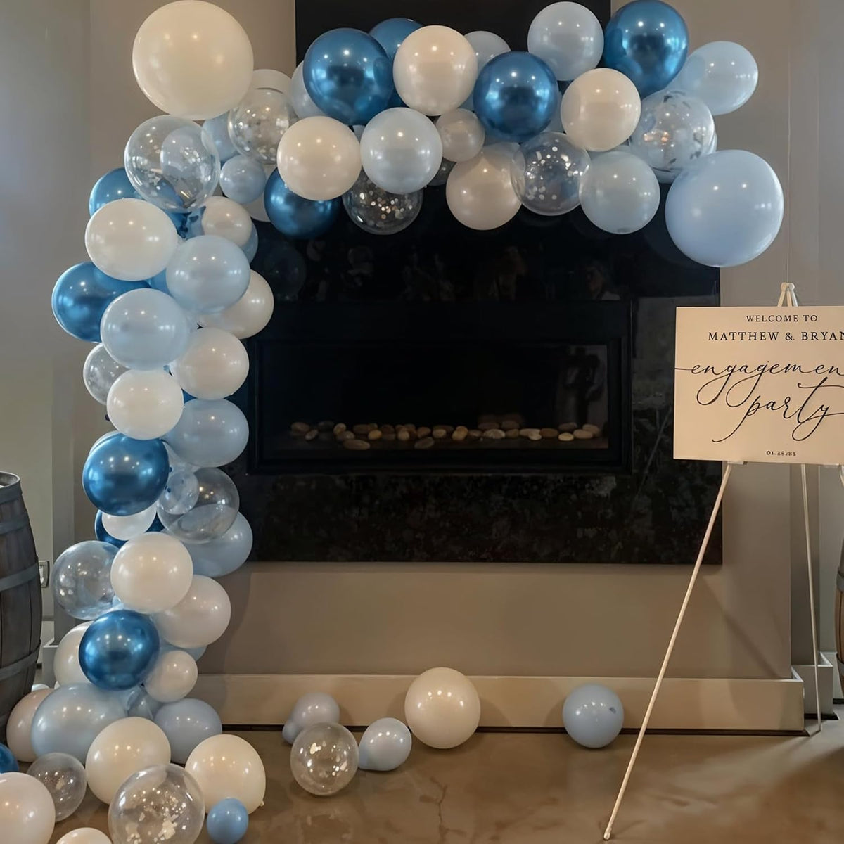 Togvu Metallic Blue Silver Balloons, 60 Pcs 12 Inches Chrome Blue White Balloon with Silver