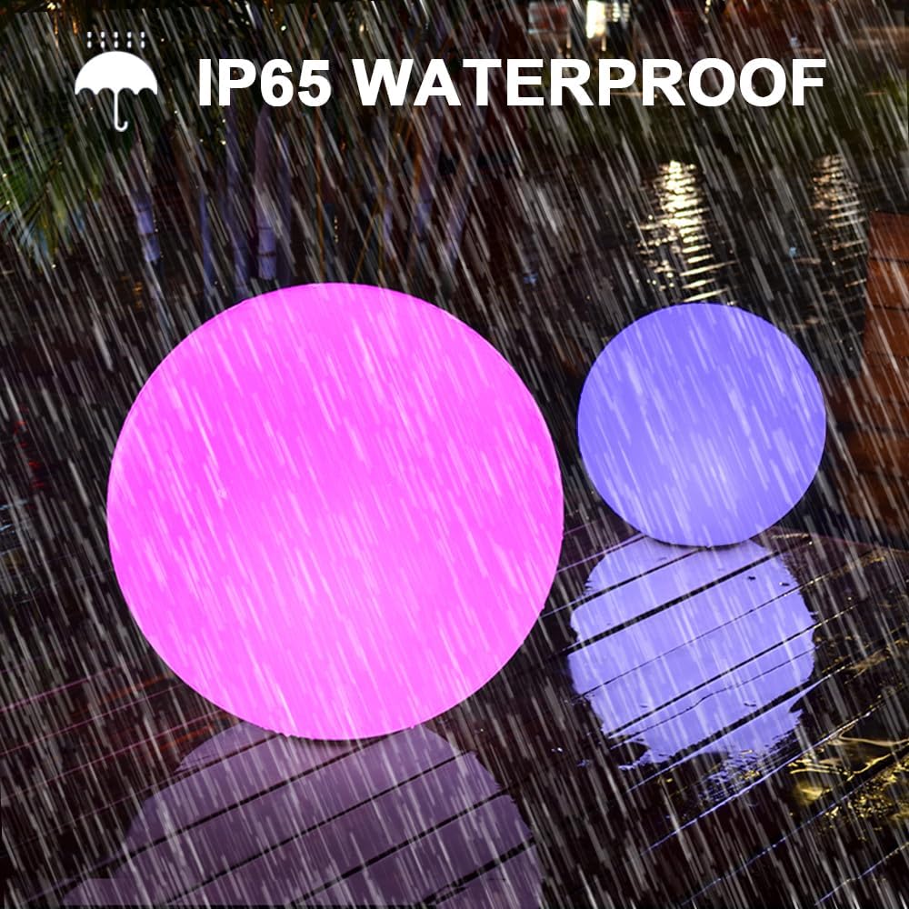 16-inch LED Globe Orb Light, Rechargeable Glowing Ball Light w/Remote, Dimmable RGB Color Changing