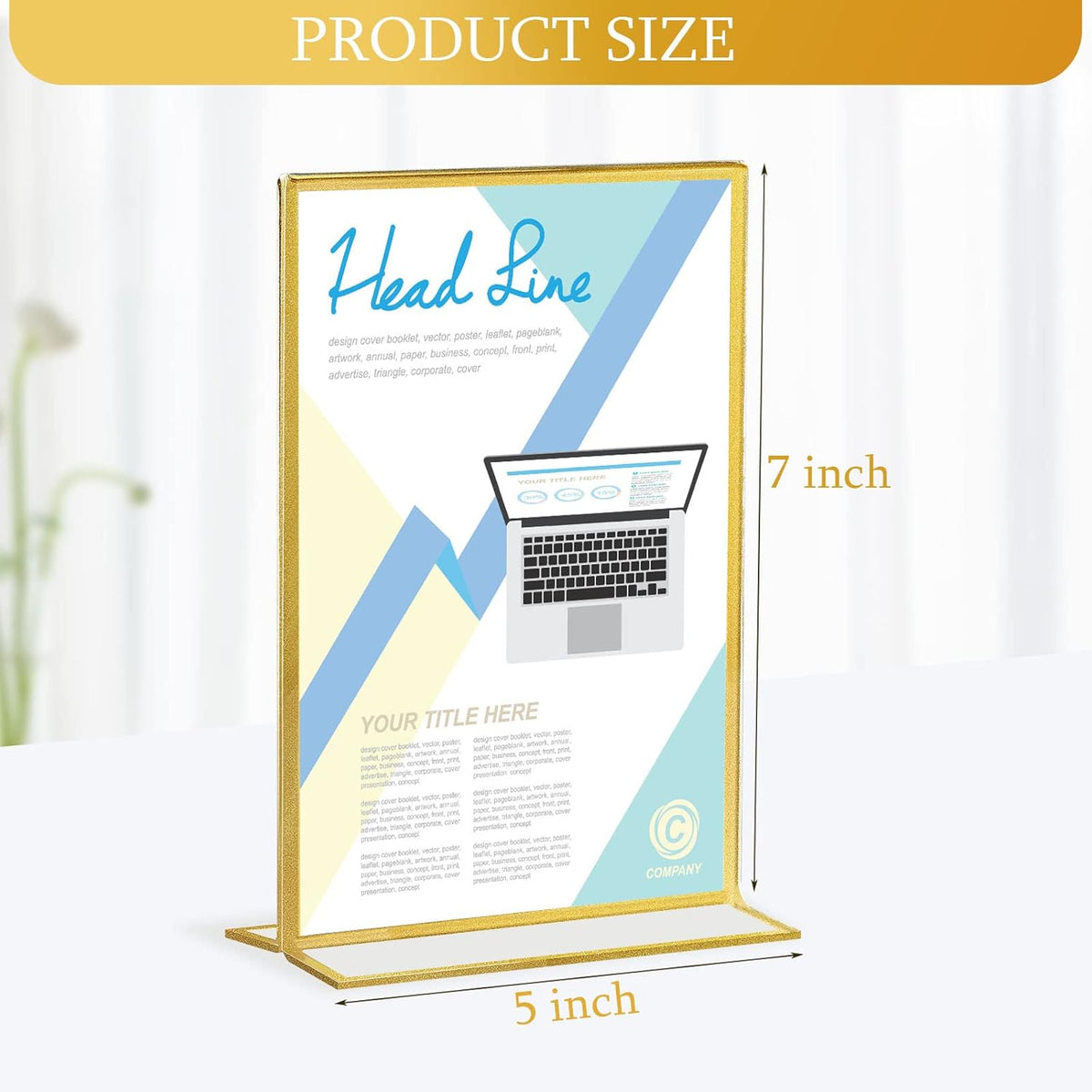 Hoteam 18 Pack Acrylic Sign Holder 5 x 7 Inch Gold Frames Wedding Table Number Holders, Double