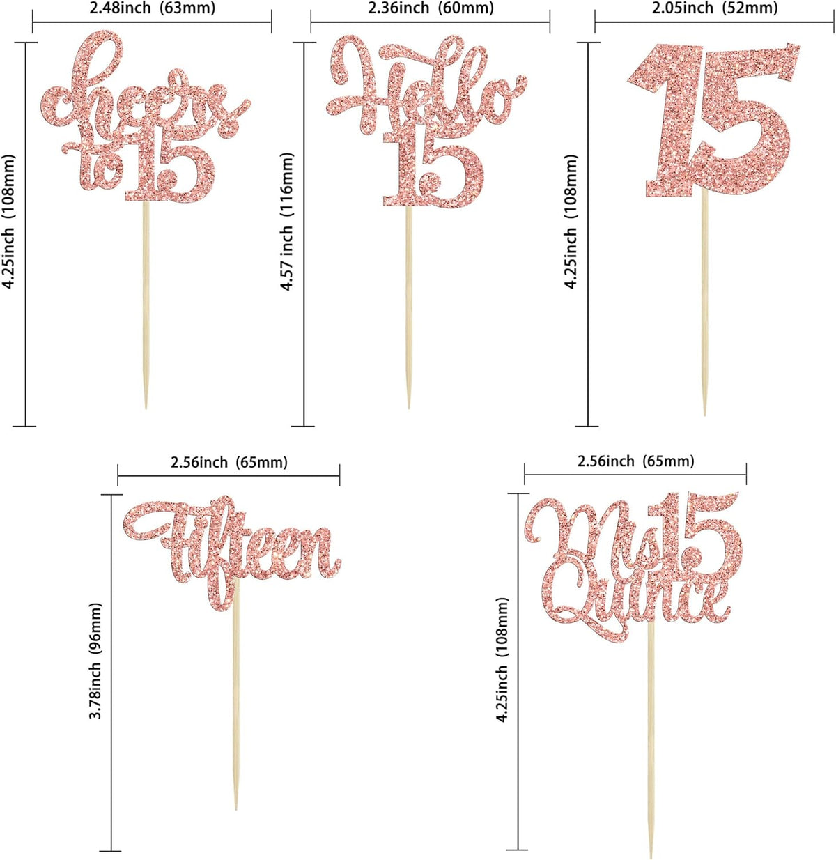 30Pcs 15th Birthday Cupcake Toppers Fifteen Cupcake Picks Cheers to 15 Years Old Mis Quince 15 Cake