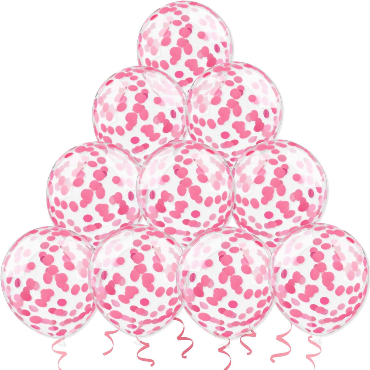 Pink Confetti Balloons, 25 Pcs Thickened 12 Inch Clear Latex Balloon with Confetti Inside for