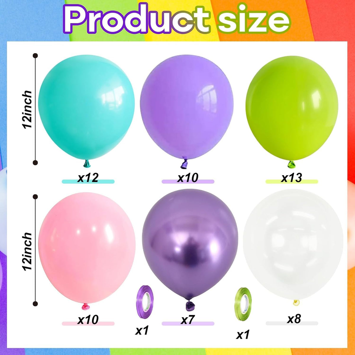 Pink Blue Purple Party Balloons, Pack of 60 12 inch Monster Balloons with Clear Balloon, Pink