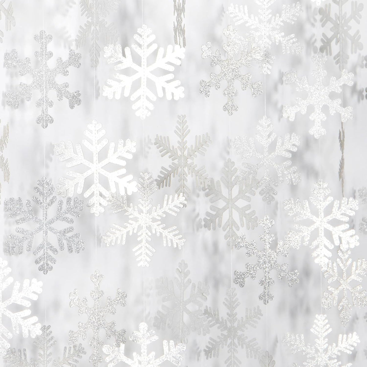 Snowflake Snow White-Silver Christmas Party-Decorations Garland - 6pcs Winter Girl Frozen Birthday