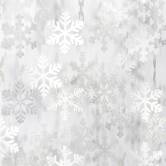 Snowflake Snow White-Silver Christmas Party-Decorations Garland - 6pcs Winter Girl Frozen Birthday
