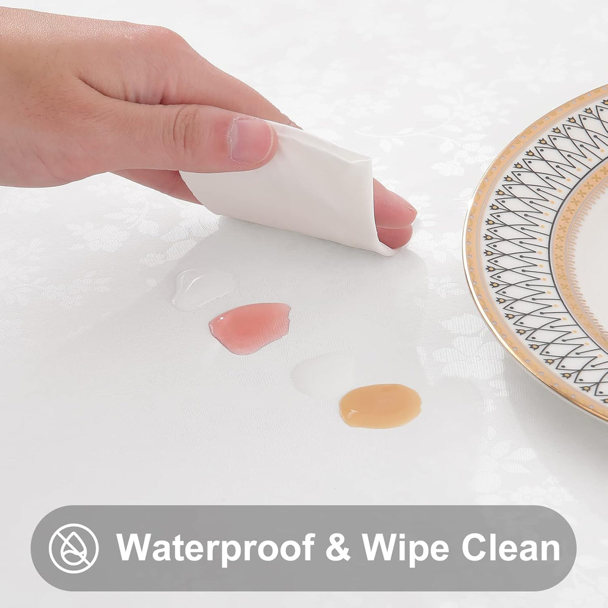 Smiry Square Table Cloth, Waterproof Heavy Duty Vinyl Tablecloths, Wipeable Washable Table Cover