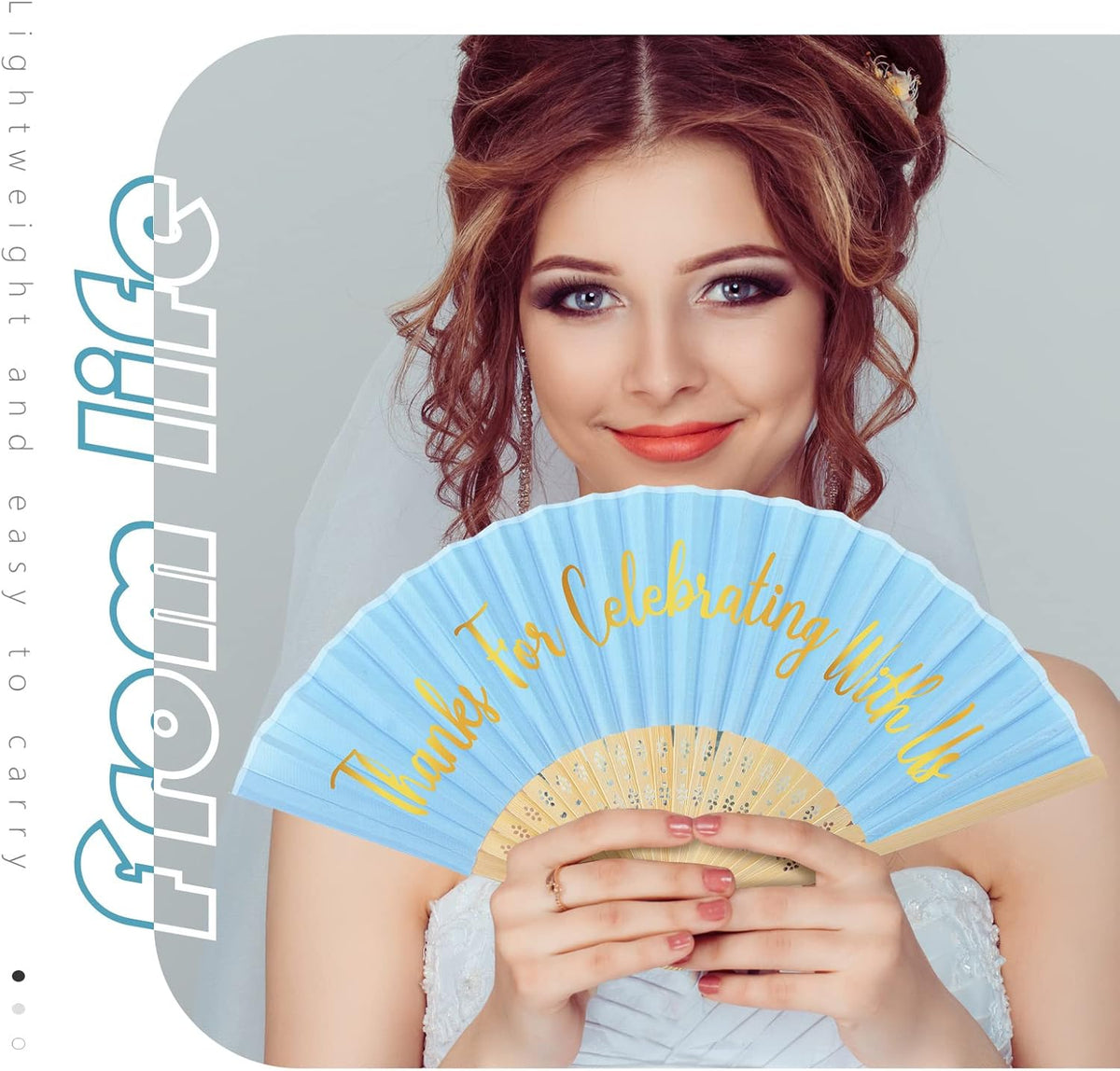 Jetec 50 Pcs Wedding Fans for Guests Bulk Silk Hand Fans Handheld Folded Thank You for Celebrating