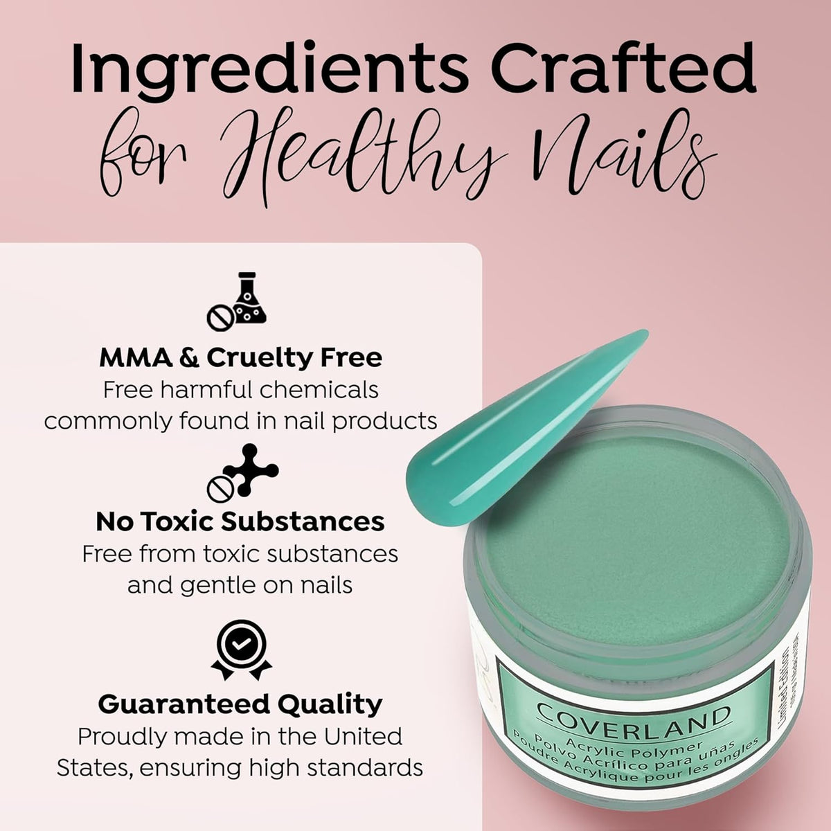 Tones Coverland Acrylic Nail Powder "Mint Cream" - Limited Edition Acrylic Powder for Nail Design