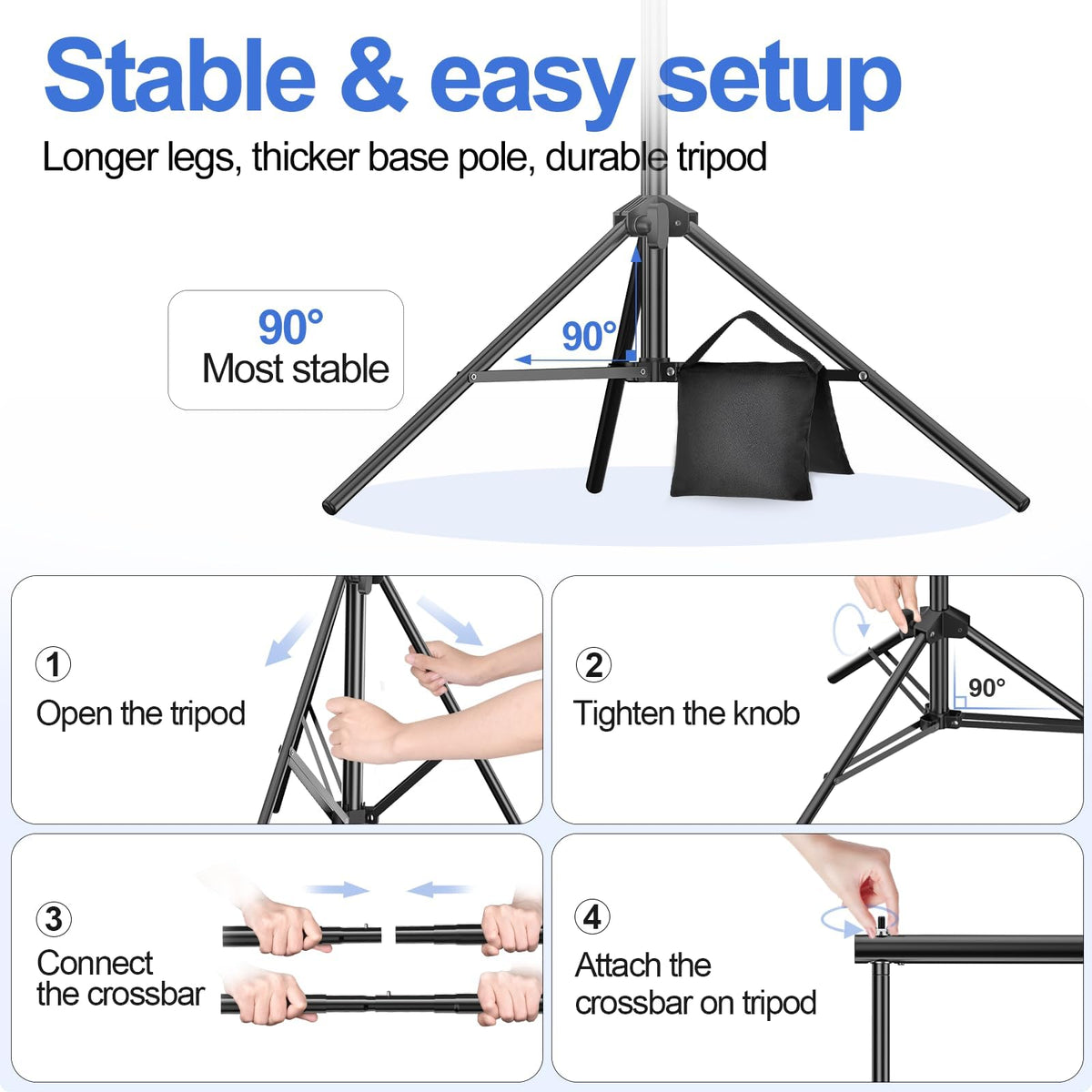 EMART Backdrop Stand 10x7ft(WxH) Photo Studio Adjustable Background Stand Support kit with 2