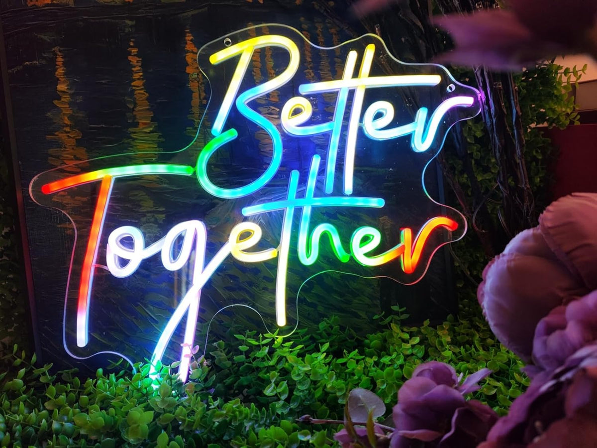 Ulalaza Smart RGB & Color Flow Effect Better Together LED Neon Sign with Remote & App Control Music
