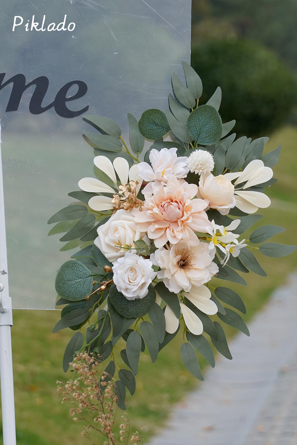 Faux Flower Swag Set of 2 for Wedding Welcome Signs Floral Swag Wedding Reception Ceremony Signs