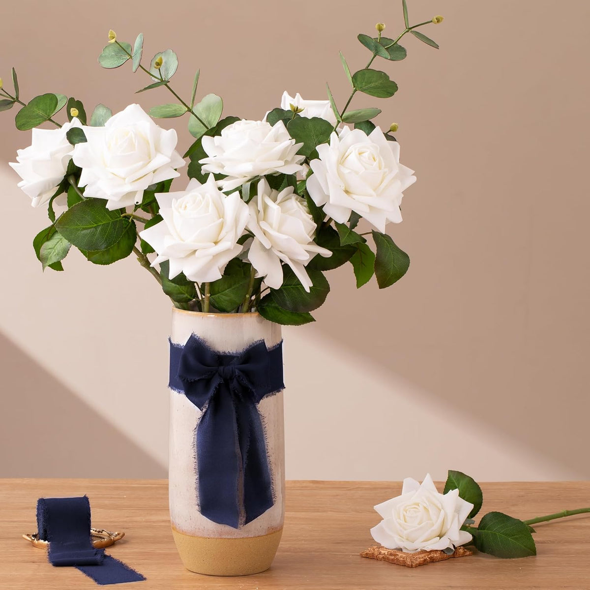 DORIS HOME Dark Navy Chiffon Ribbon for Flower Bouquet, 2" x21Yd Fabric Ribbon for Gift Wrapping