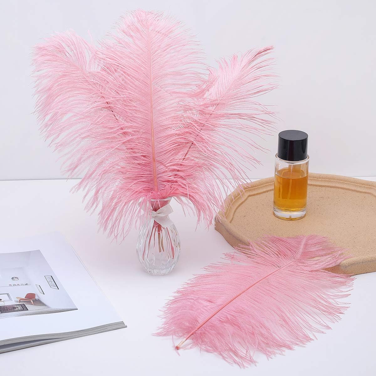 Ballinger Lotus Pink Ostrich Feathers - 24Pcs 8-10inch Feathers for Crafts,Party