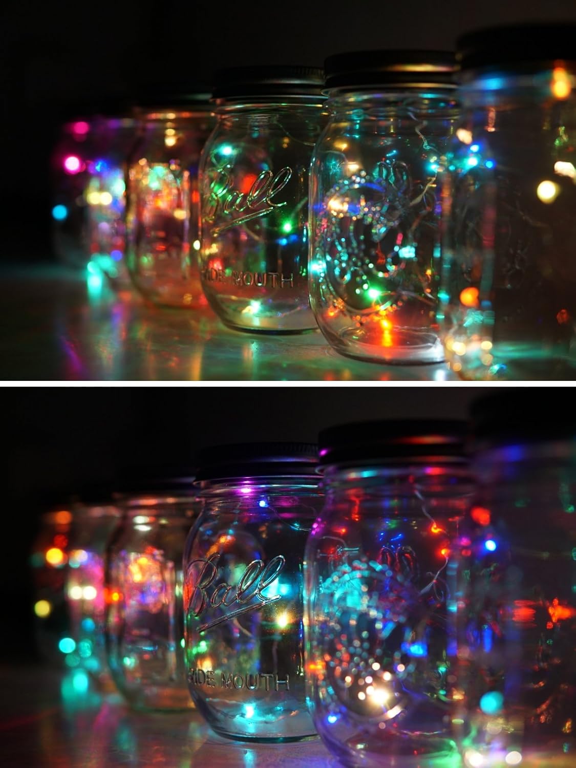 6 Pack Mason Jar Lights, 10 LED Solar Colorful Flicker Fairy String Lights Lids Insert for Garden