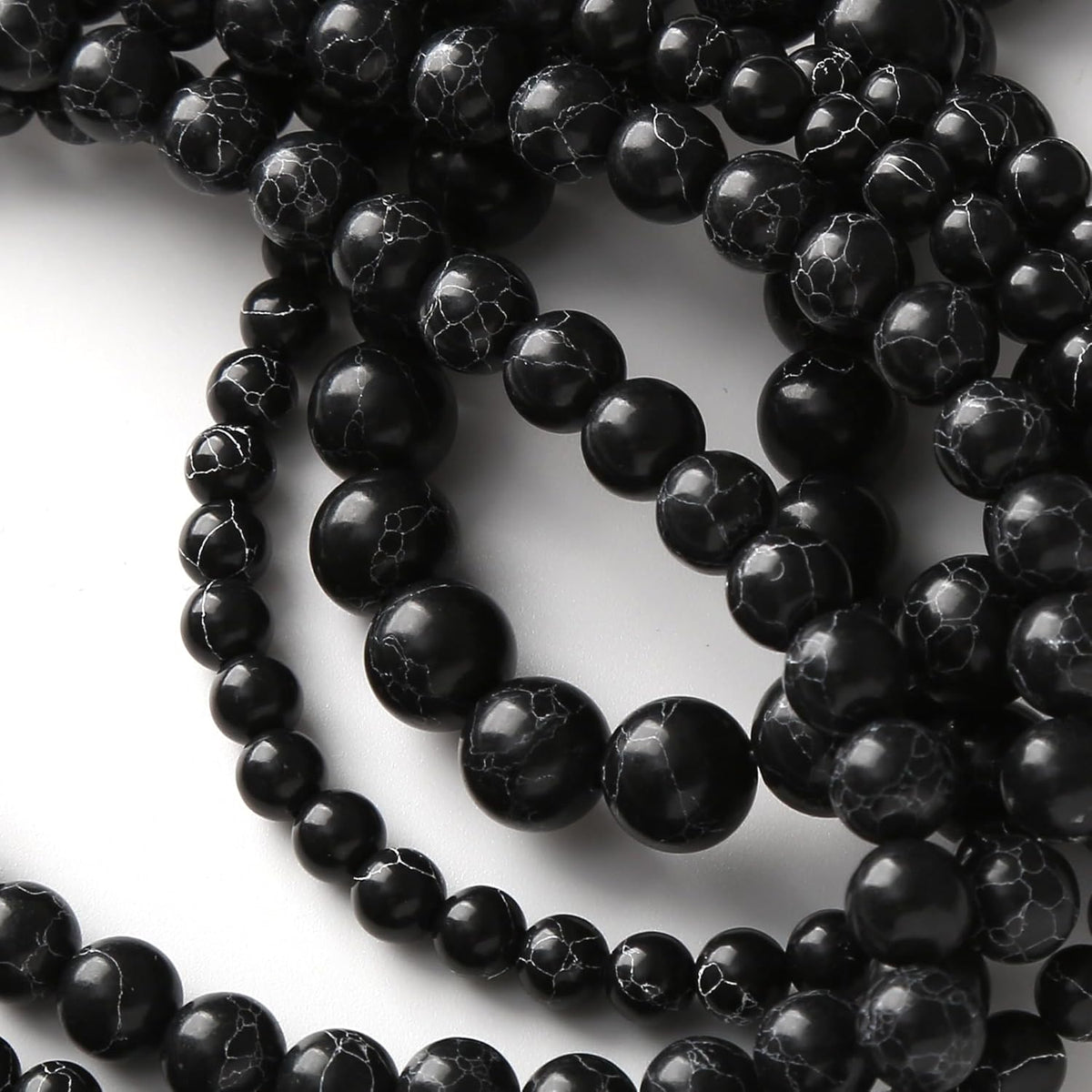 Black Turquoise Stone Beads 6MM Gemstone Round Crystal Energy Jade Beads for Jewelry Making DIY
