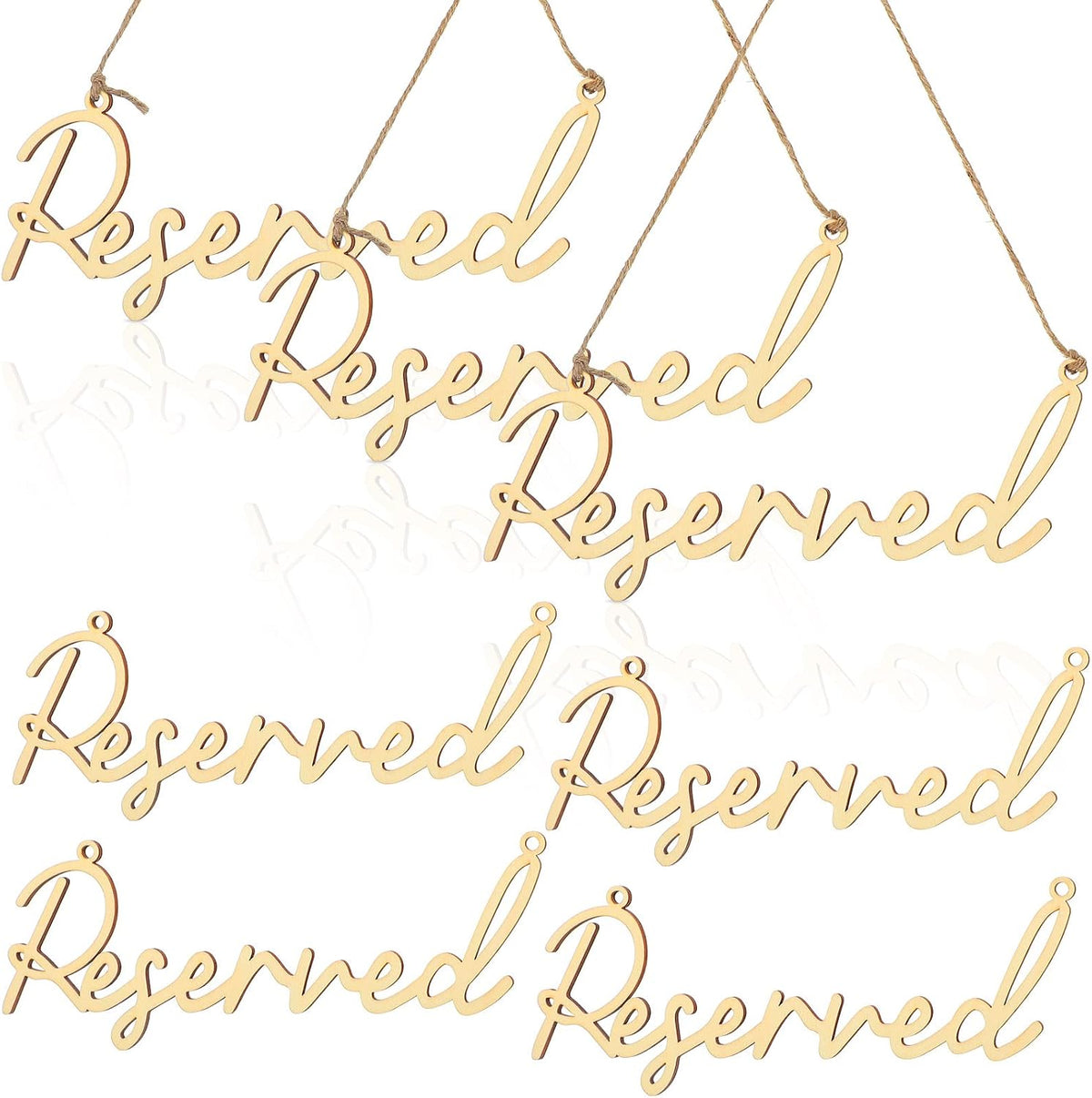 12 Pcs Reserved Seating Signs for Wedding Chairs Hanging Wooden Rustic Reserved Row Signs with Rope