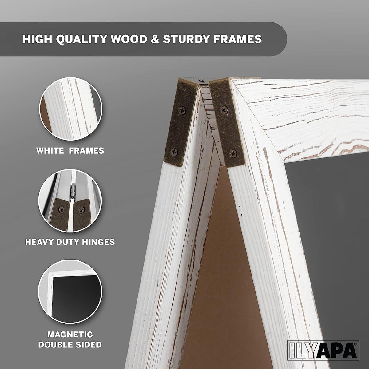 Ilyapa A-Frame Chalkboard Sidewalk Sign - 58 x 27 inches, Folding Standing Sandwich Sign – White