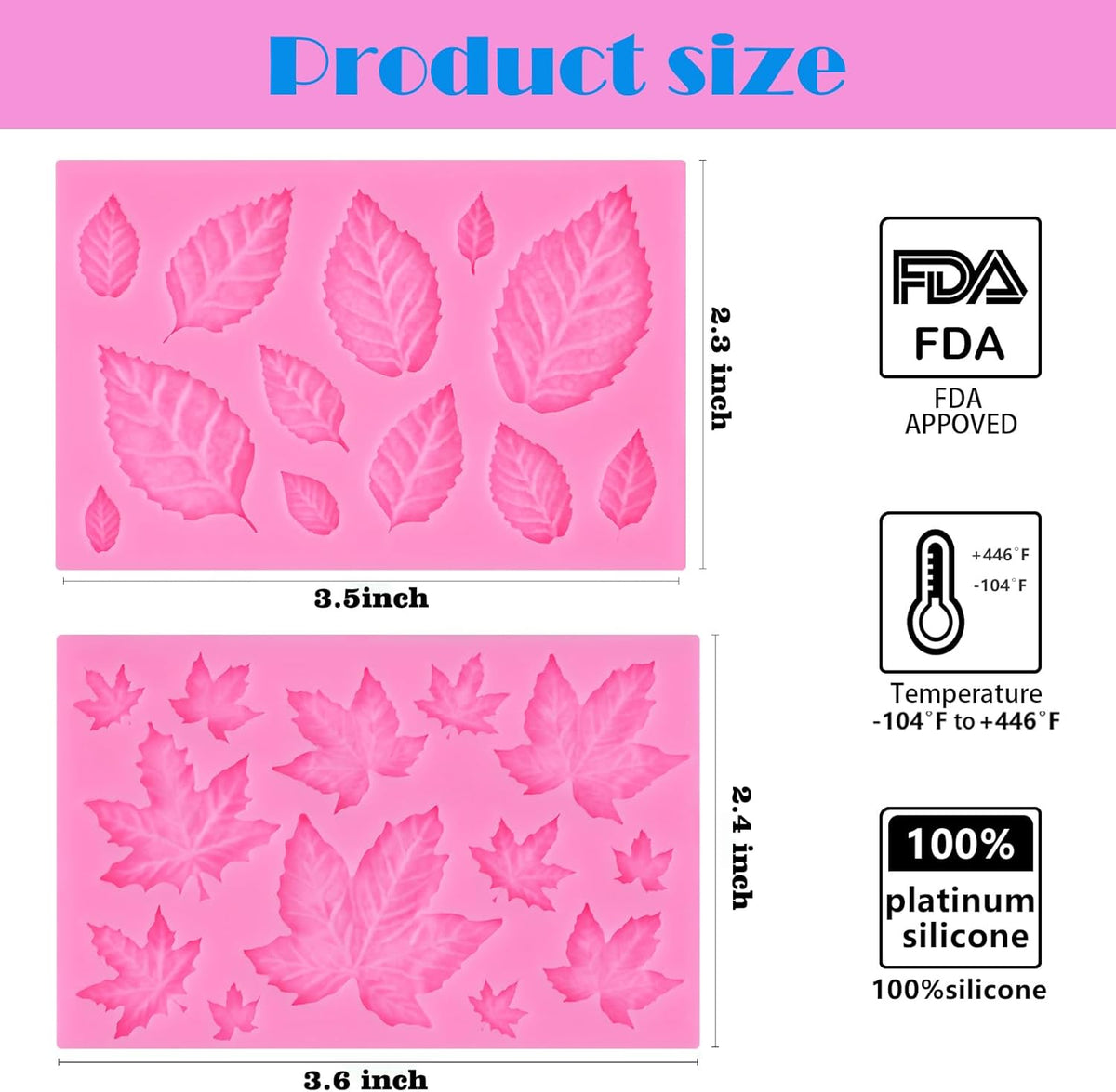 Actvty Silicone Maple Leaf Mold for Fondant, Cupcake Topper, Chocolate Candy, Sugar Craft Cake