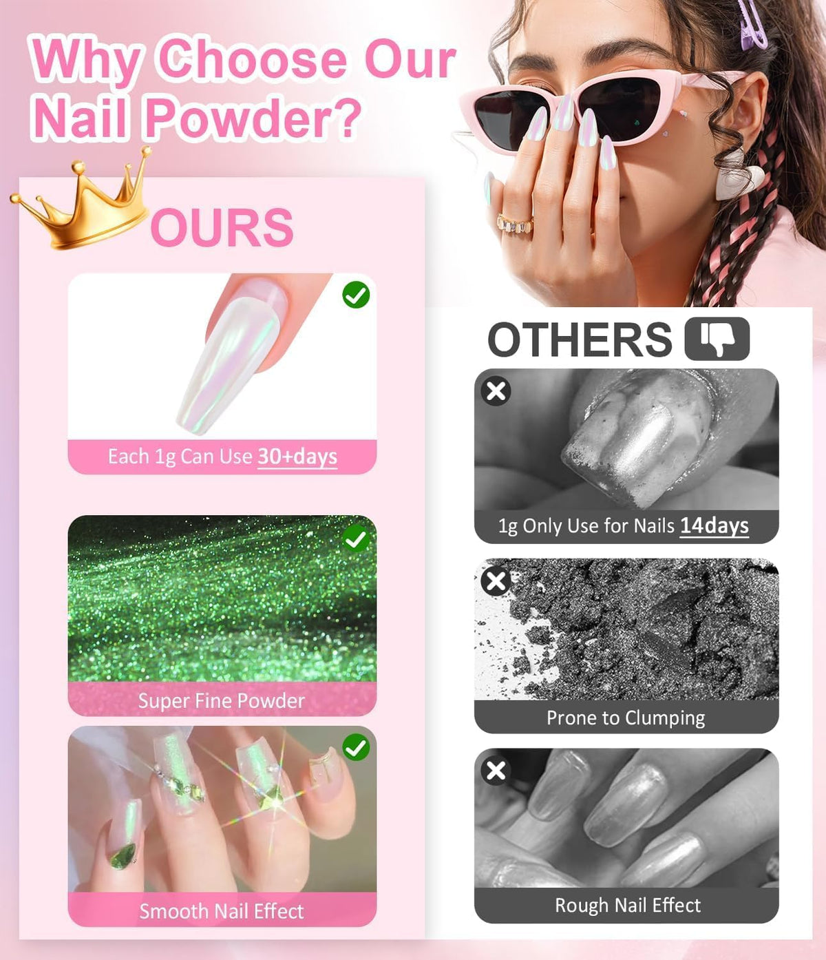 4pcs Chrome Nail Powder: Upgrade Silver Mermaid Effect White Chrome Nail Powder,Iridescent Aurora