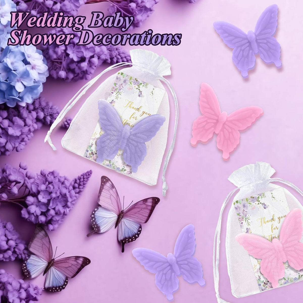 Dunzy 30 Sets Butterfly Theme Baby Shower Favors for Guests Butterfly Soap Favors with Thanks You