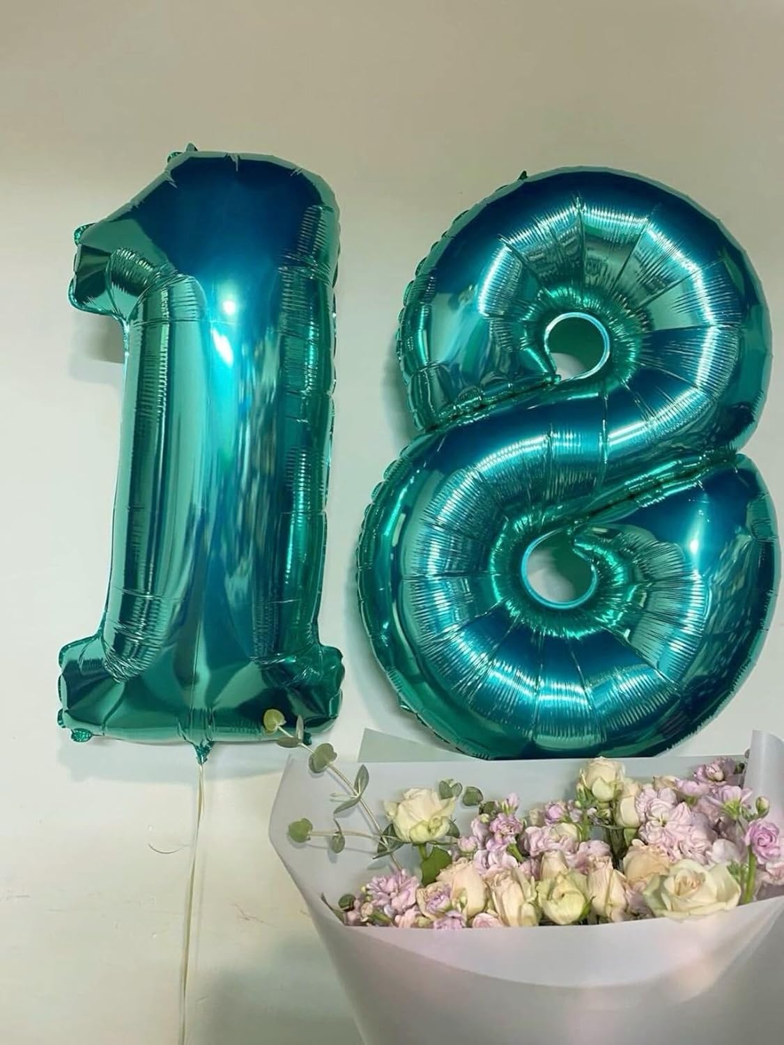 Helium Foil Teal Blue Number 8 Balloon 40 Inch, Mylar Eight Numbers 8 18 28 38 48 58 80 88 Birthday
