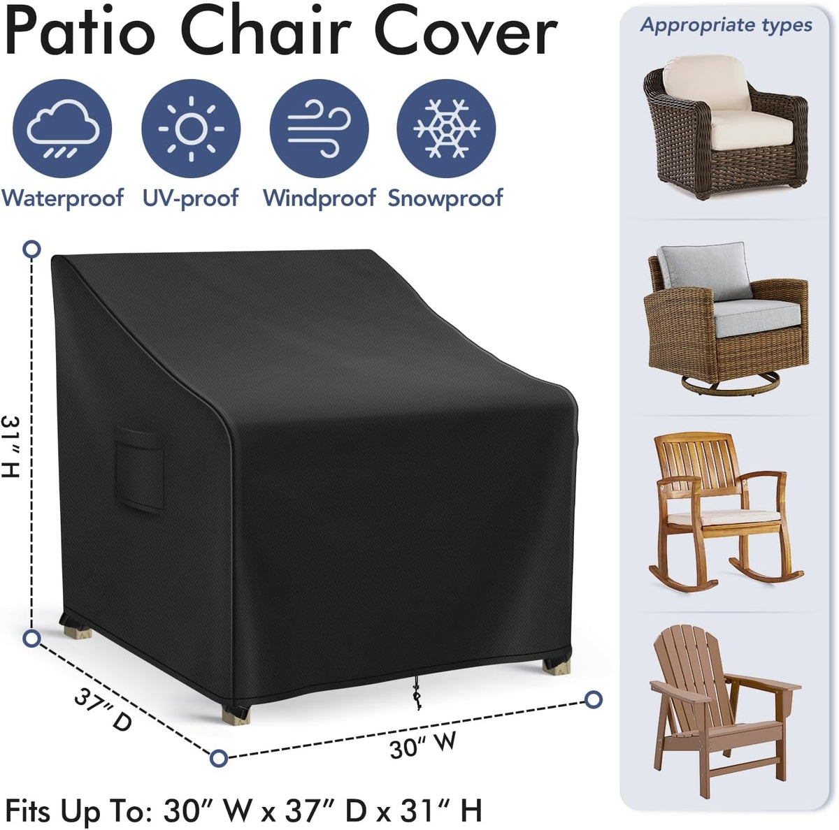 Patio Furniture Covers Waterproof for Chairs, Lawn Outdoor Chair Covers 2 Pack, Patio Chair Covers