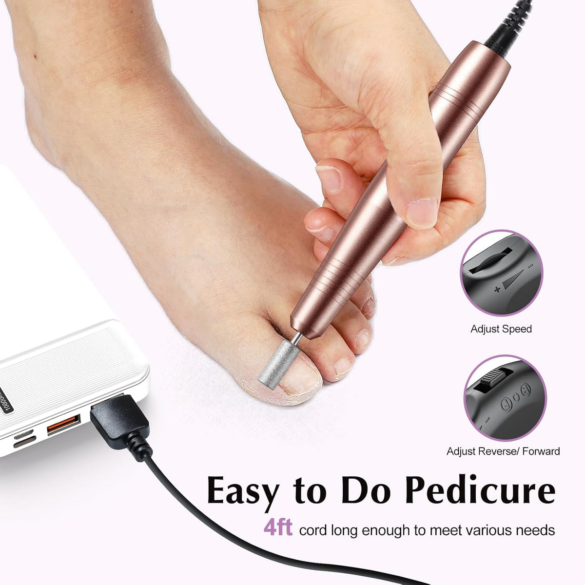COSLUS Electric Nail Drill File Professional: for Acrylic Gel Dip Powder Nails Portable Nail