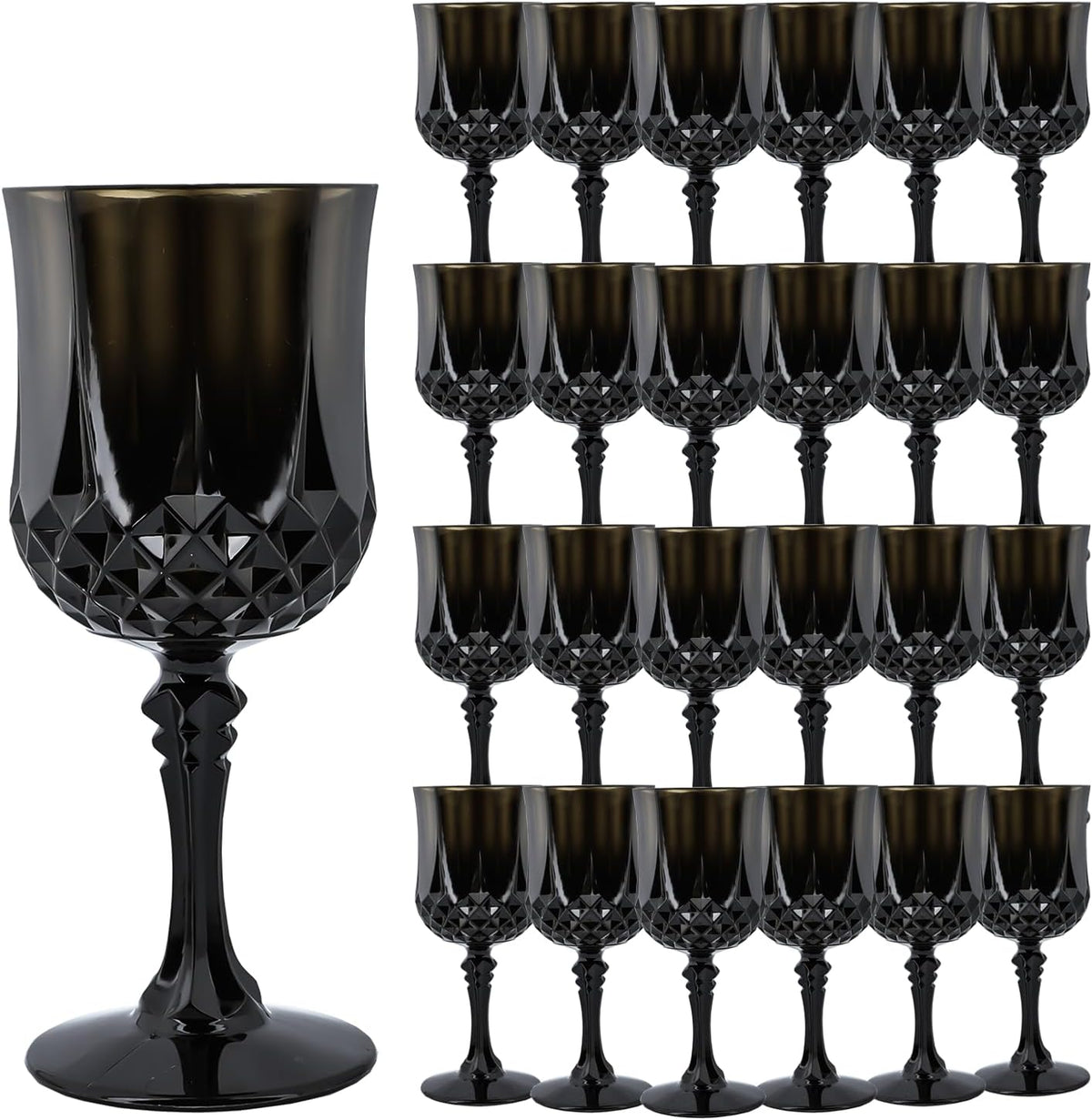 Plastic Wine Glasses，Plastic Goblets Vintage Style Cordial Drinking Glasses for Wedding Reception