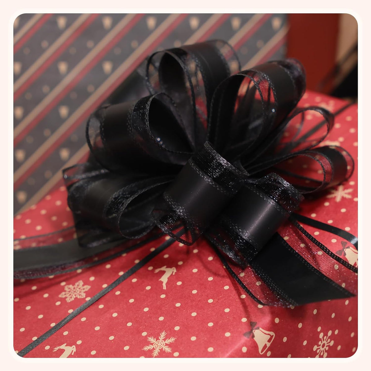 6 Pcs 6 Inch Black Pull Bows, Perfect for Gift Wrapping, Weddings, Party Decorations, Crafts