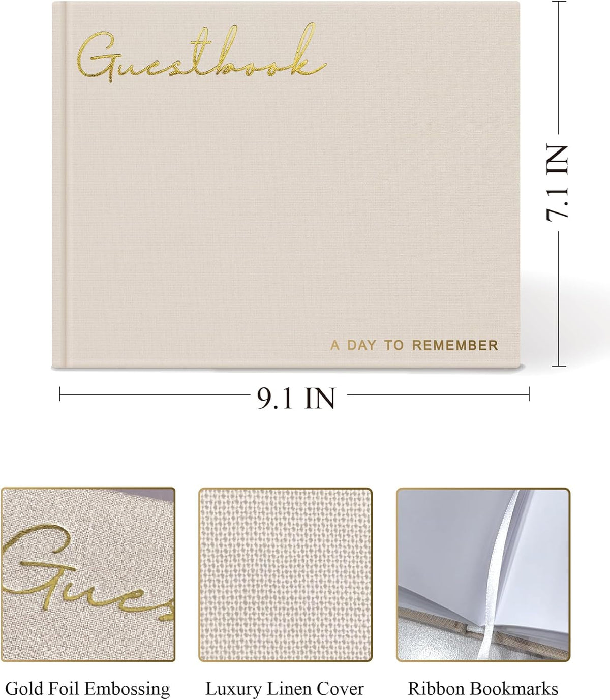 Elegant Linen Wedding Guset Book - Polaroid Guest Book for Wedding Reception,Baby Shower,Bridal