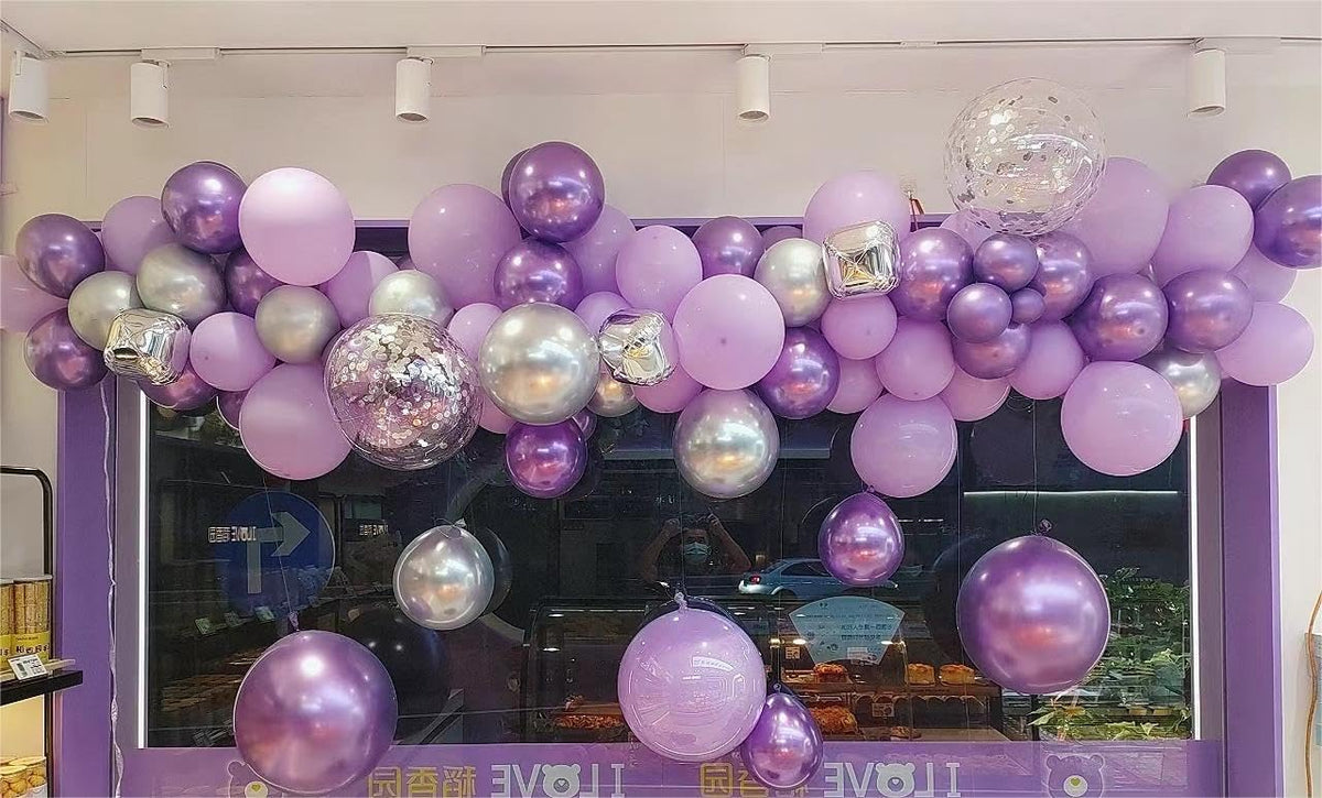 Purple Balloons Party Balloons 12inch 50Pcs 3.2g Latex Metallic Balloons Chrome Balloon Birthday