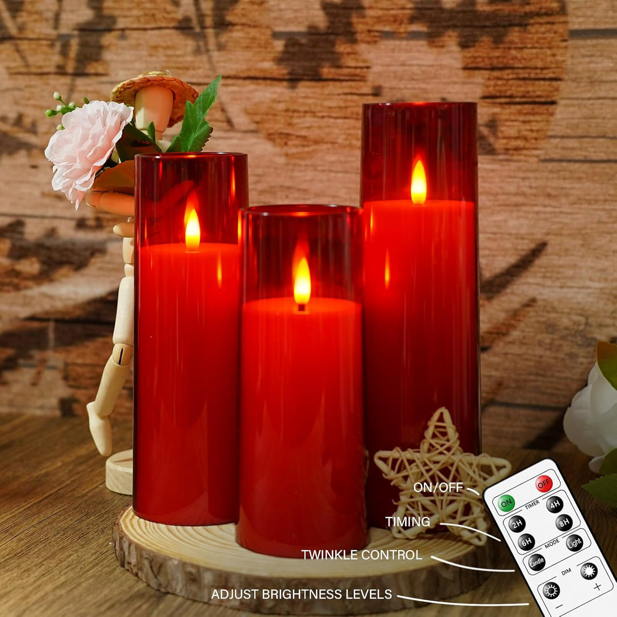 Flickering Flameless Candles Battery Operated with Remote and 2/4/6/8 H Timer Plexiglass Led Pillar