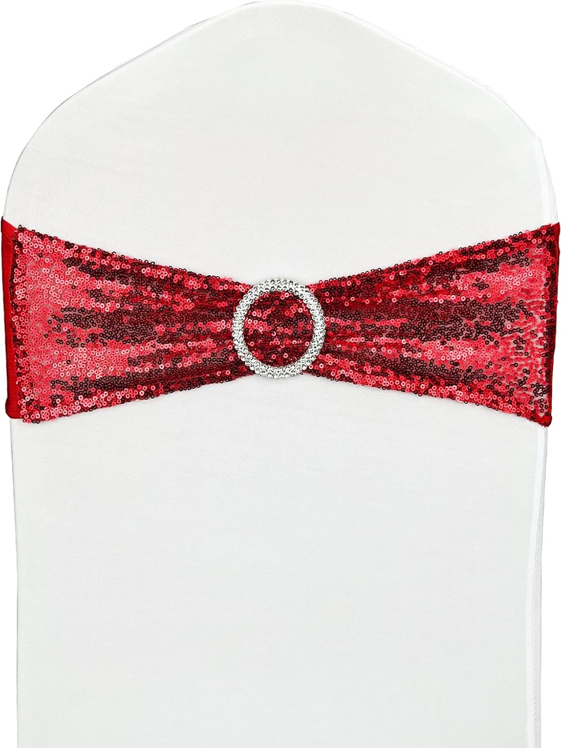 Sequin Chair Sashes Stretch Chair Bands Spandex Polyester Bows for Party Hotel Wedding Banquets
