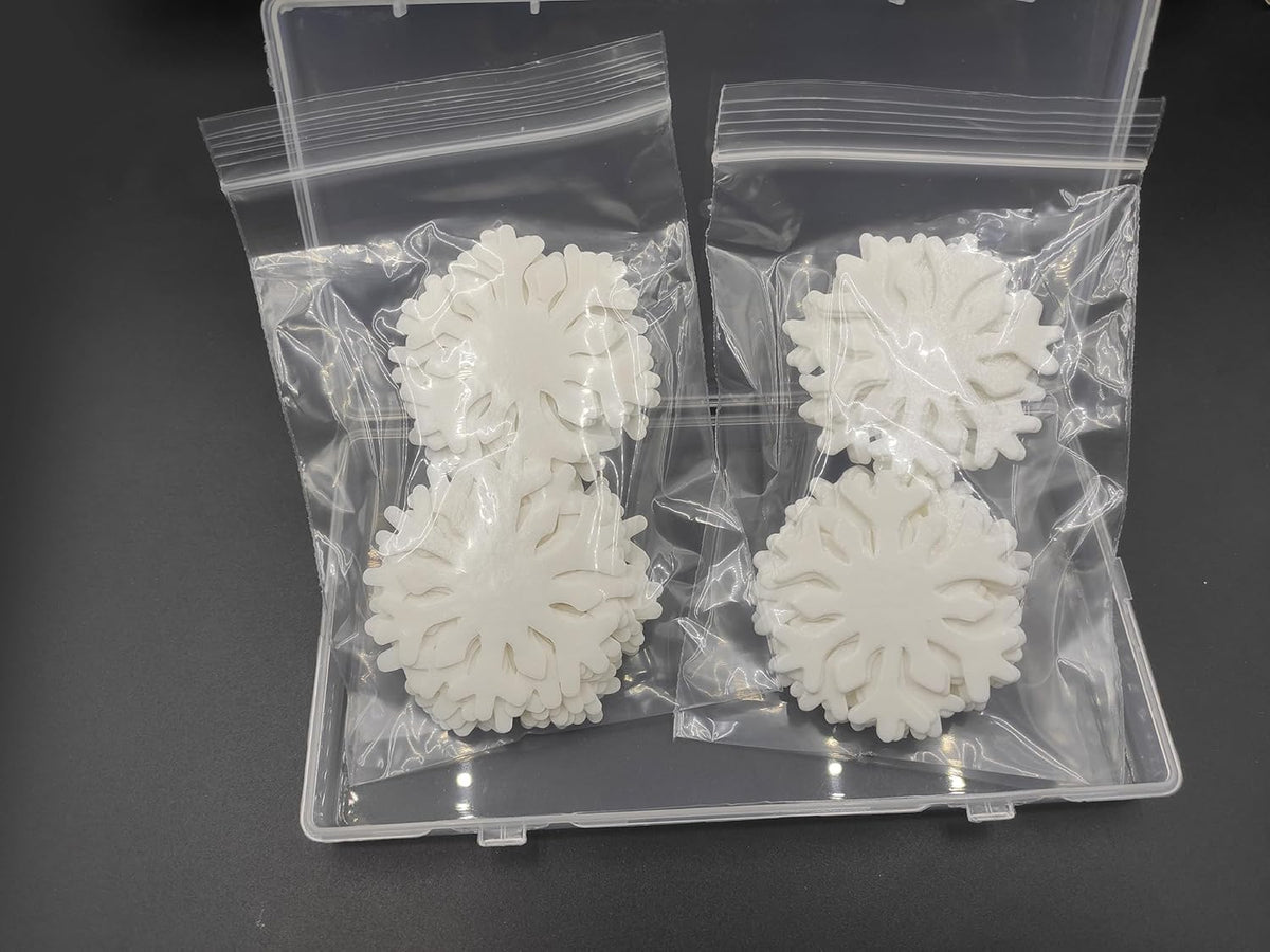 50pcs Edible White Snowflakes for Cake Decorating Cupcake Toppers for Christmas Winter frozen Theme