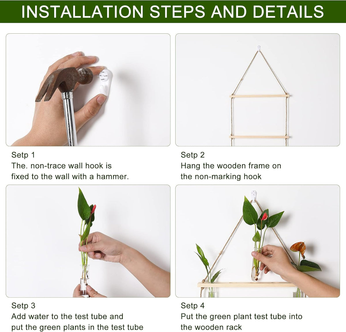 YIBOT Propagation Stations,3 Tiered of Propagation Tubes with Wooden Stand,Mini Glass Test Tubes