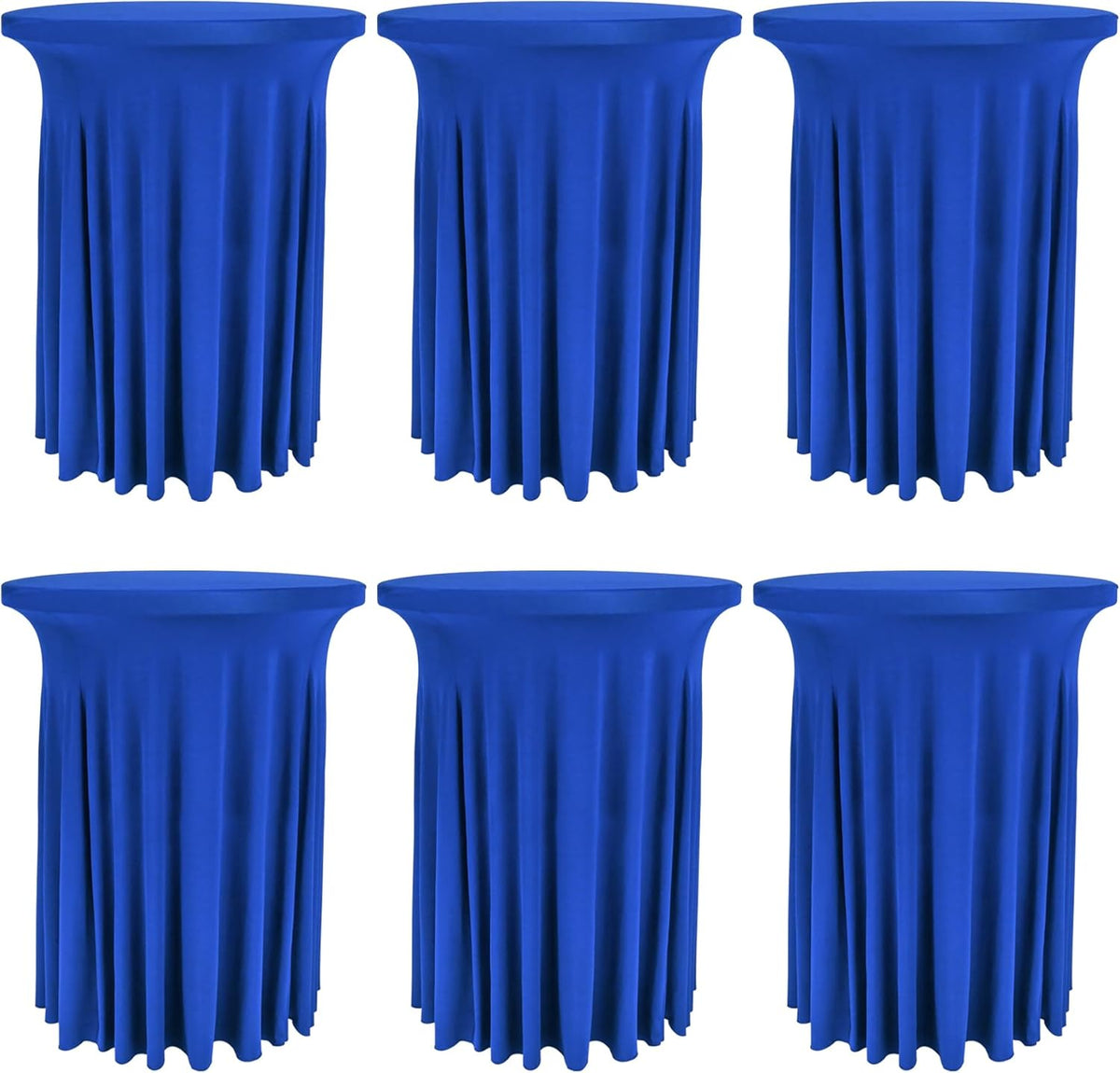 6 Pack Round Cocktail Tablecloth 32"x 43" Spandex Cocktail Table Skirt, Washable Stretch Fitted