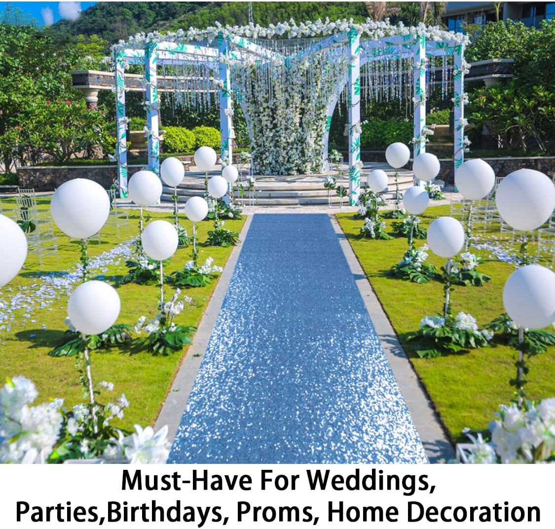 ShinyBeauty Baby Blue Sequin Aisle Runner 4x15 Feet - Sparkling Wedding Aisle Carpet for Indoor