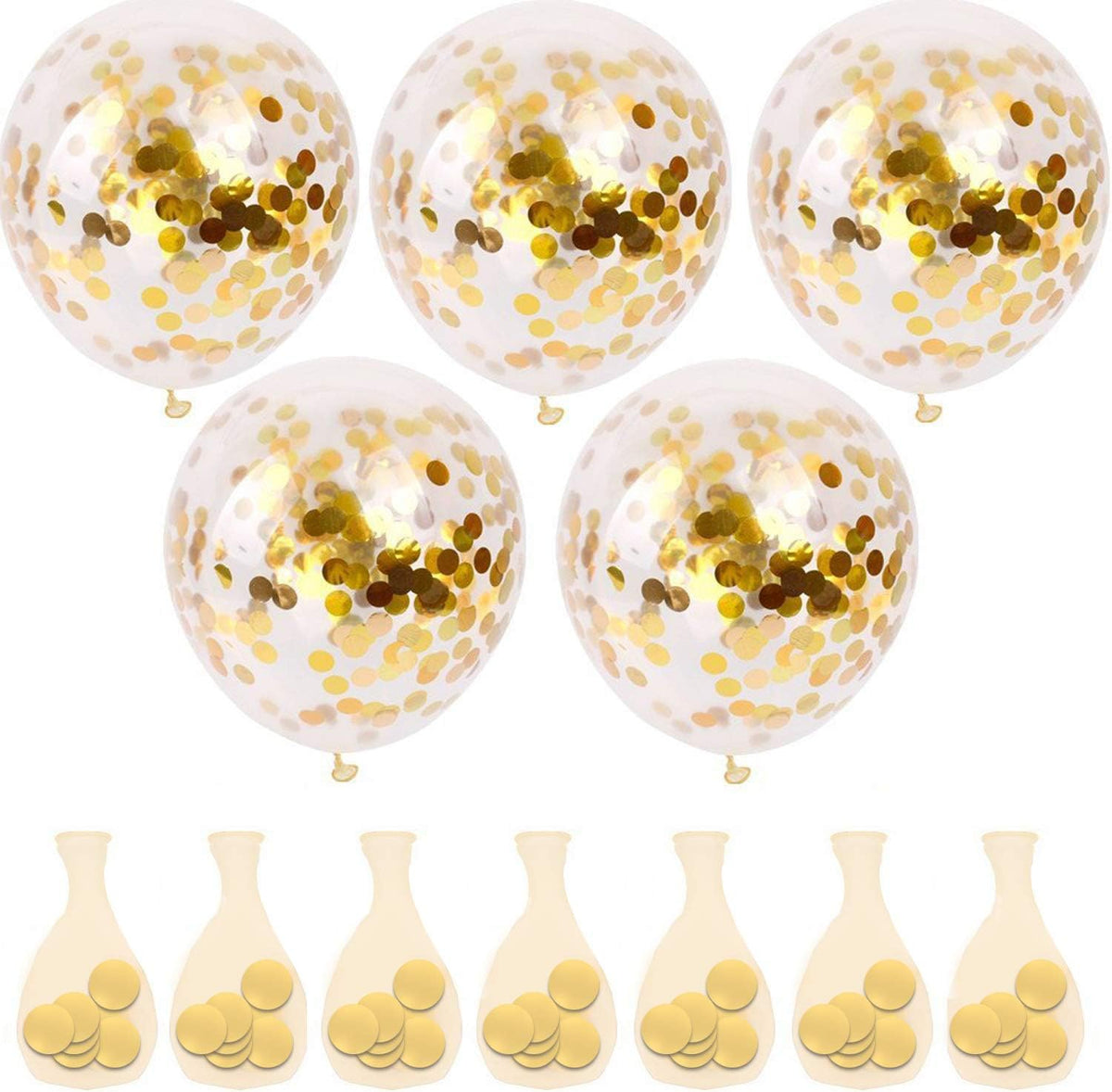 50pcs Gold Confetti Latex Balloons, 12 inch Gold Balloons with Golden Paper Dots for Graduation