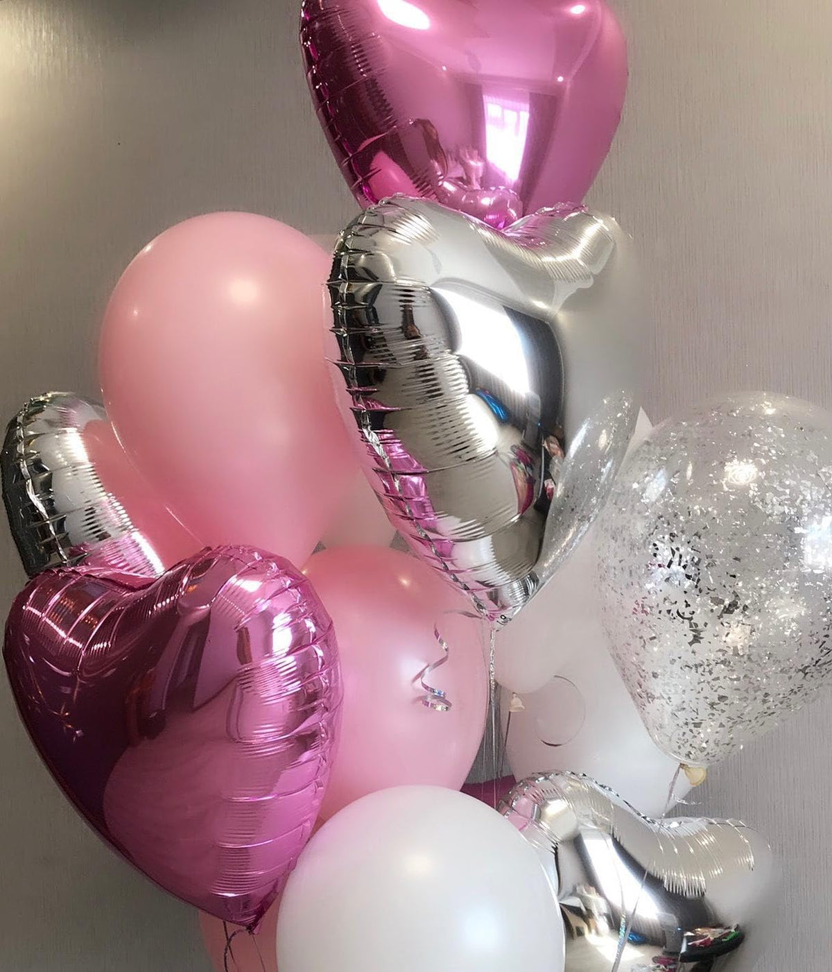 Biapian Silver Foil Heart Balloons, 10PCS Silver Heart Shape Balloons, Valentines Balloons 18inch