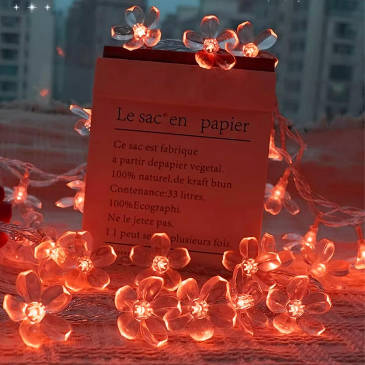 Battery Lighted & USB Plug in Fairy Flower String Lights, 10ft 30 LED Cute Cherry Blossom Lights