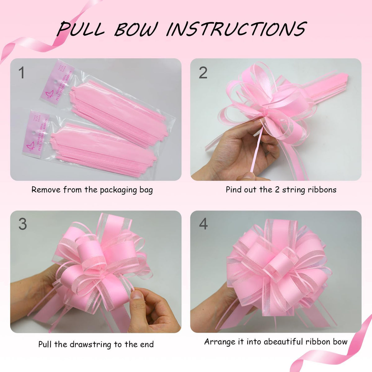 6 Pieces Large Pull Bows,6 inches,Bow for Gift Wrapping,Pull Bows for Party Birthday Gift Wedding