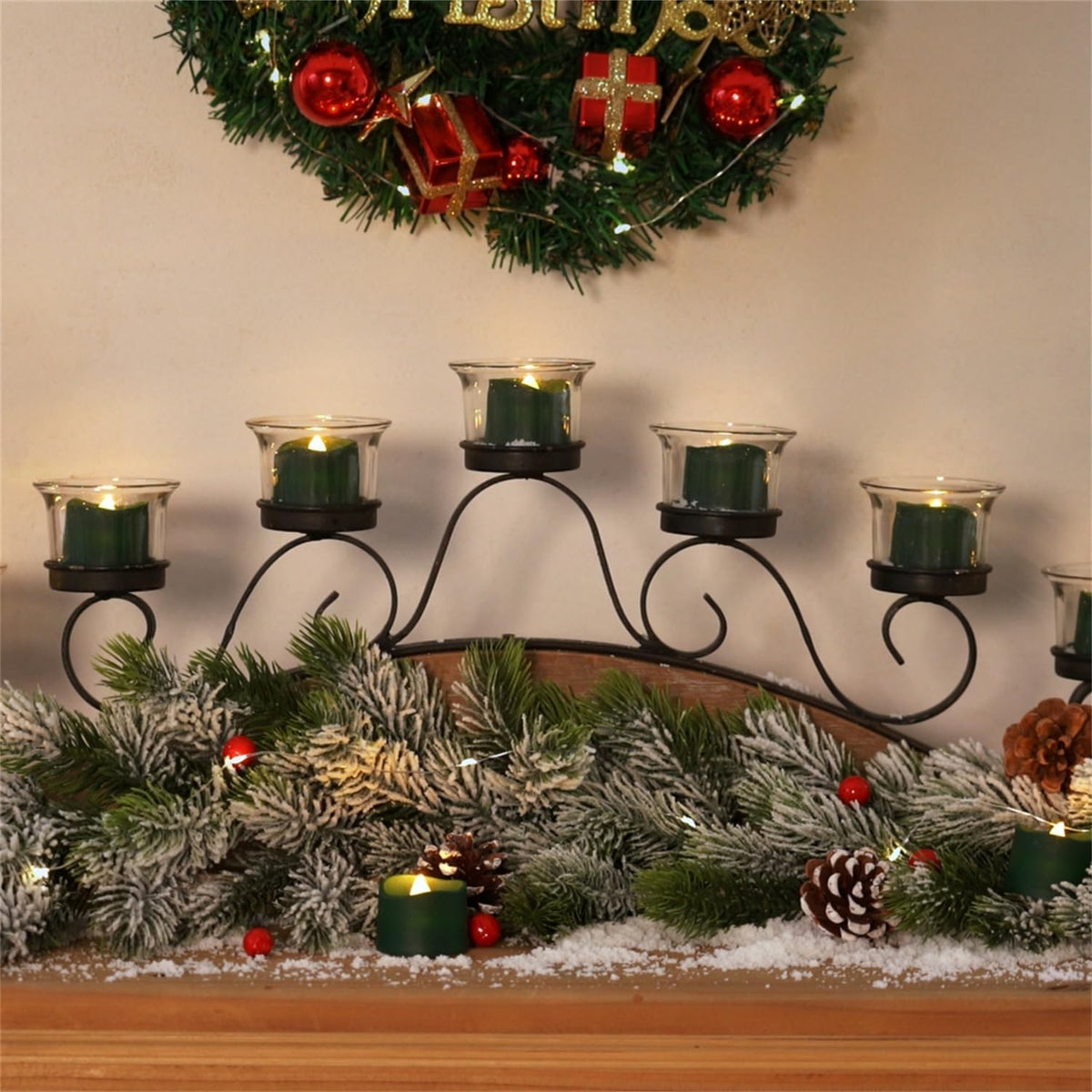 Homemory Green Tea Lights Candles Battery Operated, 200+Hour Flameless Flickering Fake Electric LED